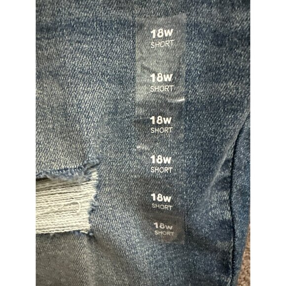 Maurices Mid Rise Jeggings 18W SHORT Distressed Denim Jeans Blue Stretch - Picture 2 of 6